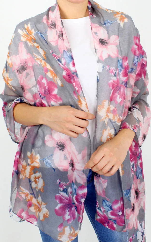 Floral Pattern Long Scarf - ESC10230