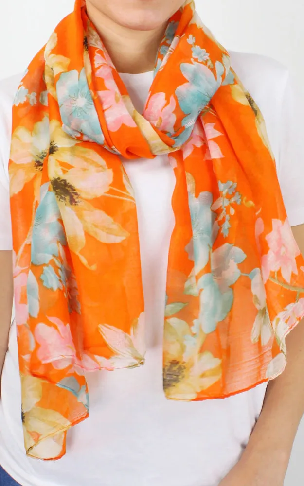 Floral Pattern Long Scarf - ESC10230