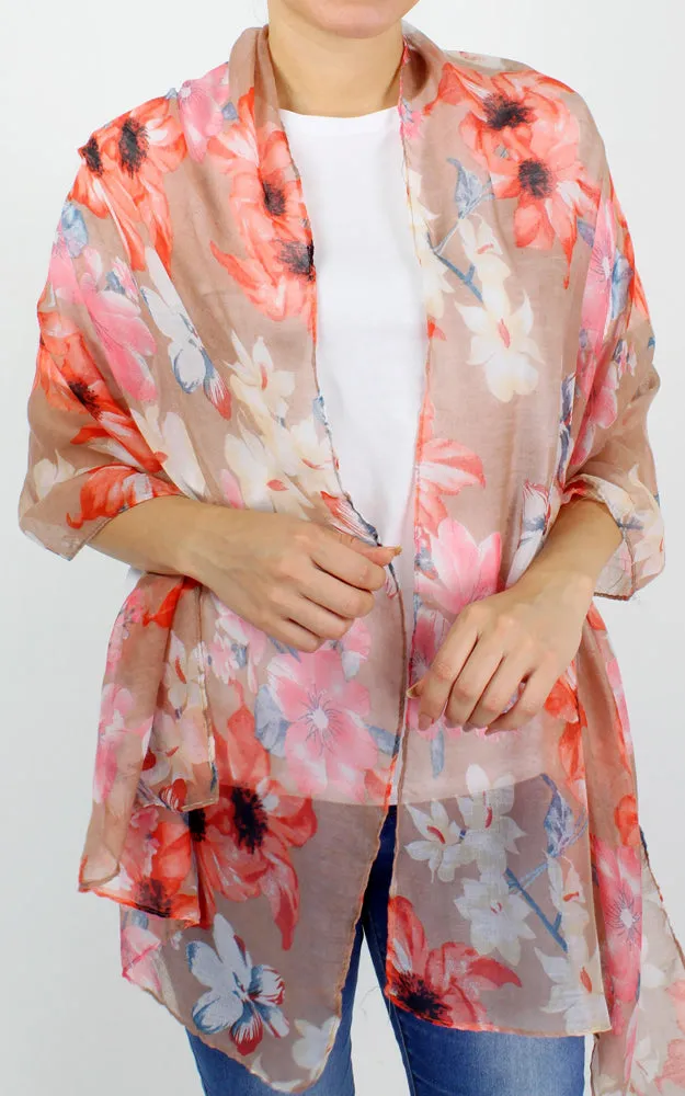 Floral Pattern Long Scarf - ESC10230