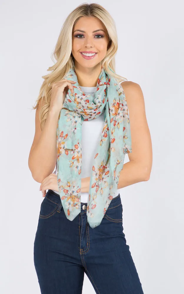 Floral Pattern Long Scarf