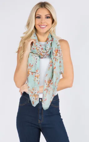 Floral Pattern Long Scarf