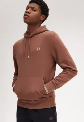 Fred Perry Tipped Hooded Whisky Brown Porridge Marl Hoodie - Buy Online