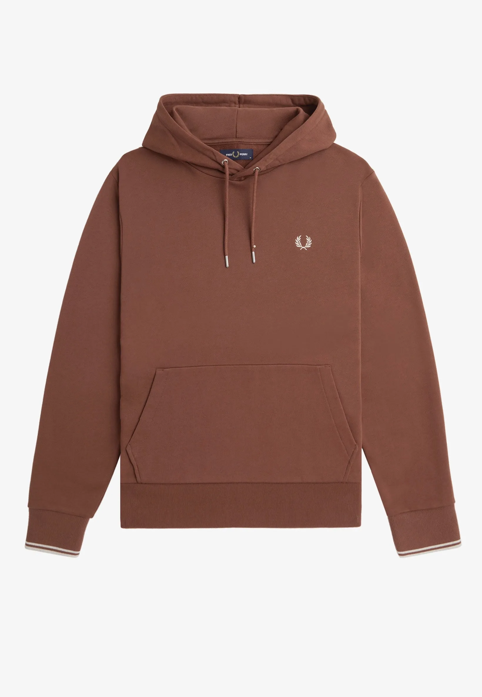 Fred Perry Tipped Hooded Whisky Brown Porridge Marl Hoodie - Buy Online