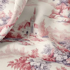 French Toile de Jouy Linen Fabric By The Yard or Meter - Ideal for Bedding, Curtains, Clothing, Pillow Covers & More