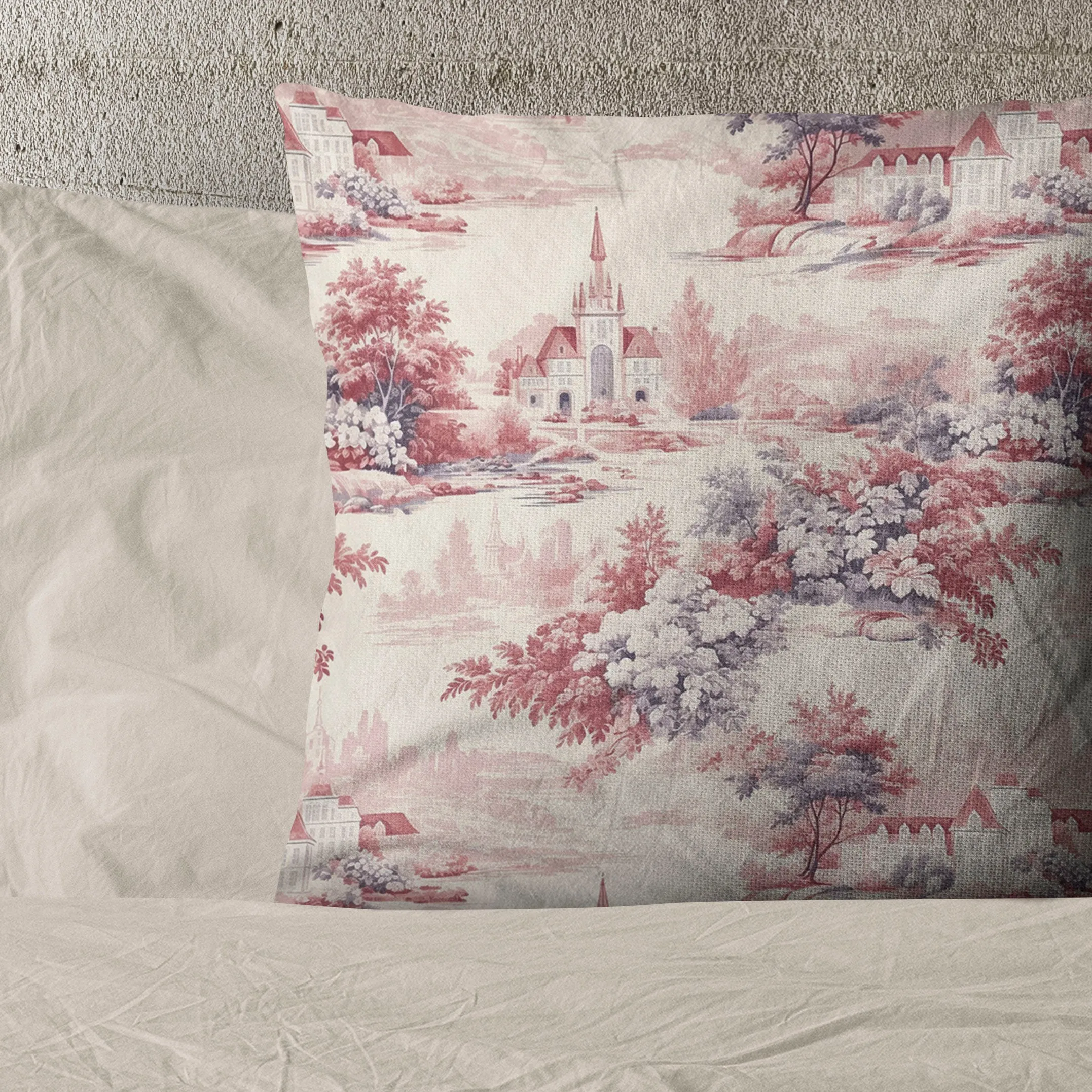 French Toile de Jouy Linen Fabric By The Yard or Meter - Ideal for Bedding, Curtains, Clothing, Pillow Covers & More