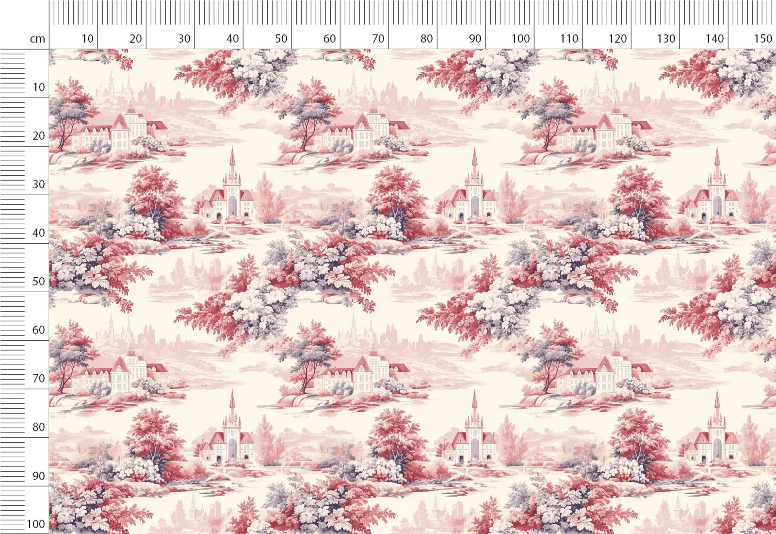 French Toile de Jouy Linen Fabric By The Yard or Meter - Ideal for Bedding, Curtains, Clothing, Pillow Covers & More