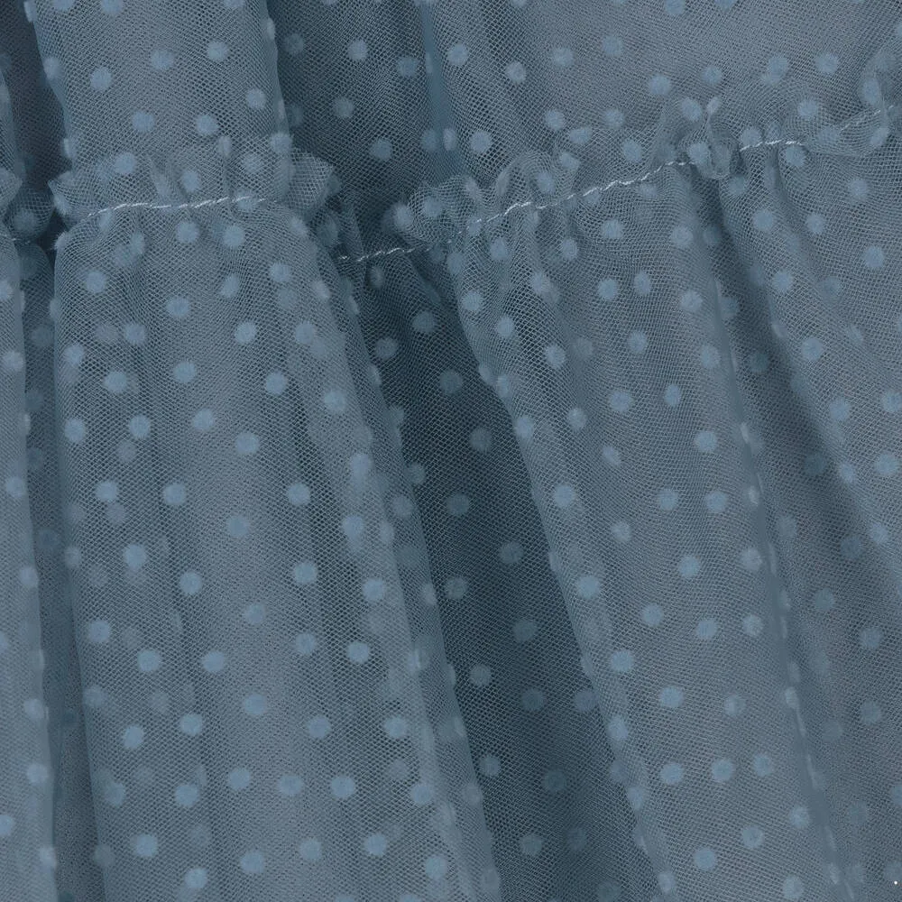 Girls Blue Dotted Tulle Skirt