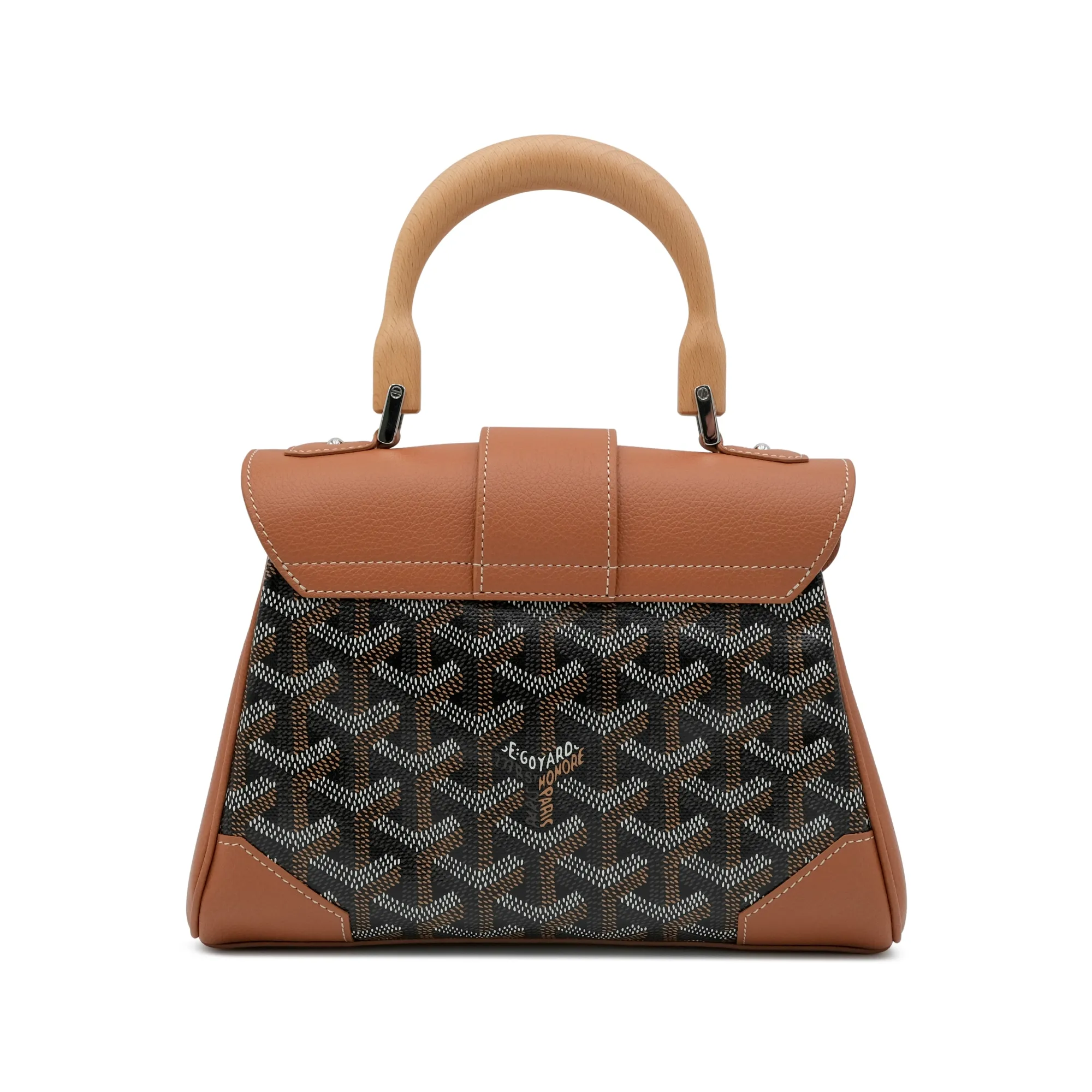 Goyard Black Goyardine Canvas Tan Chevroches Calfskin Saïgon Souple Mini Bag