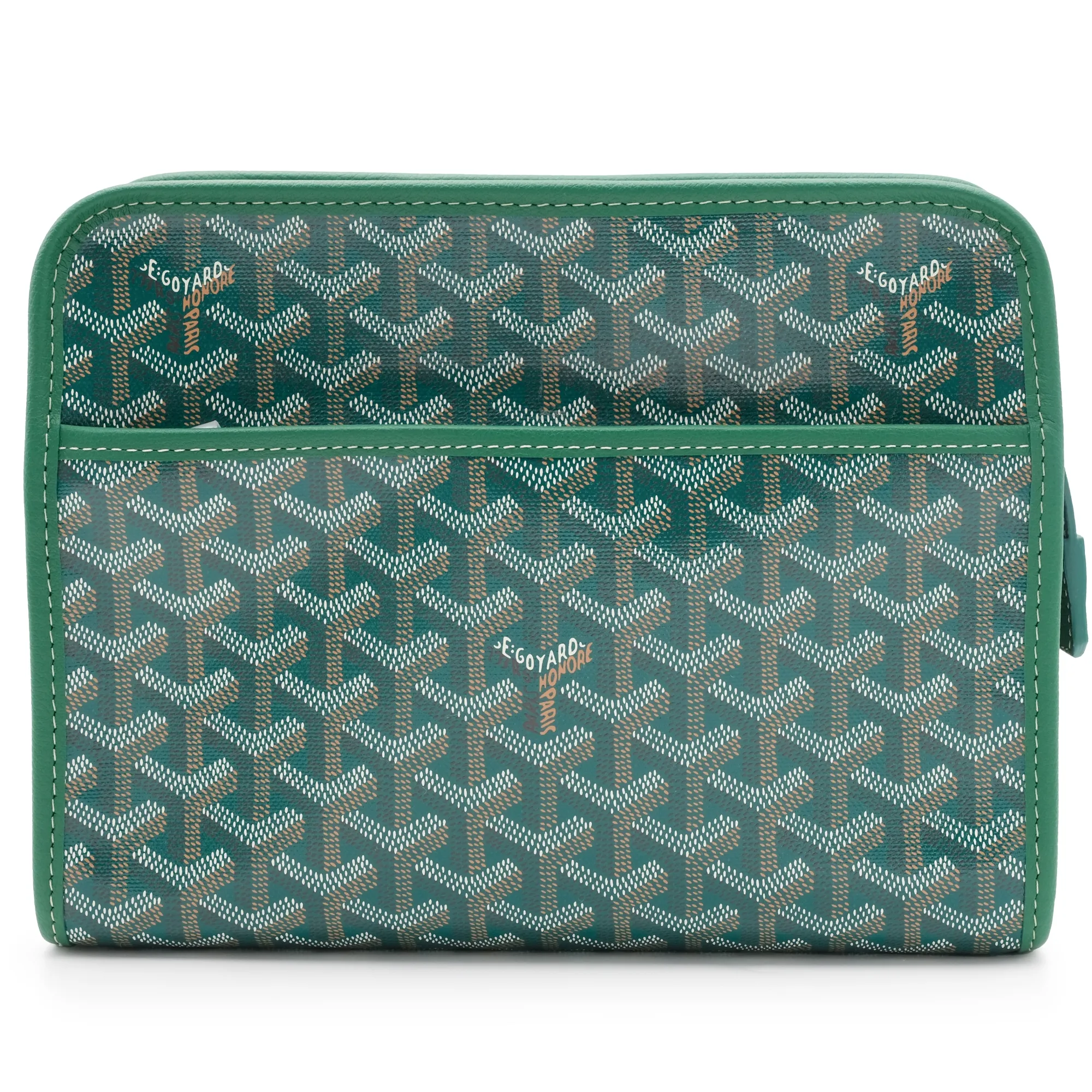 Goyard Green Goyardine Canvas Chevroches Calfskin Jouvence MM Toiletry Bag