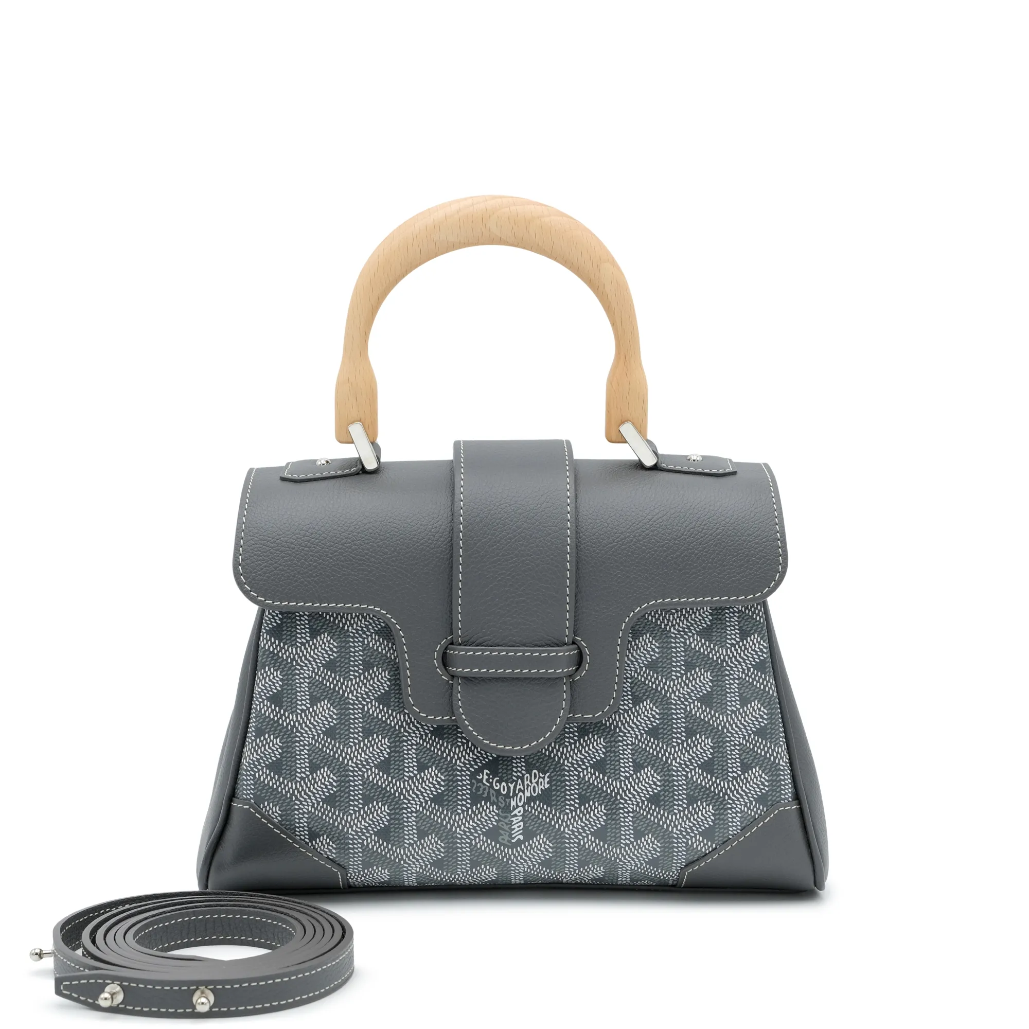 Goyard Grey Goyardine Canvas Chevroches Calfskin Saïgon Souple Mini Bag