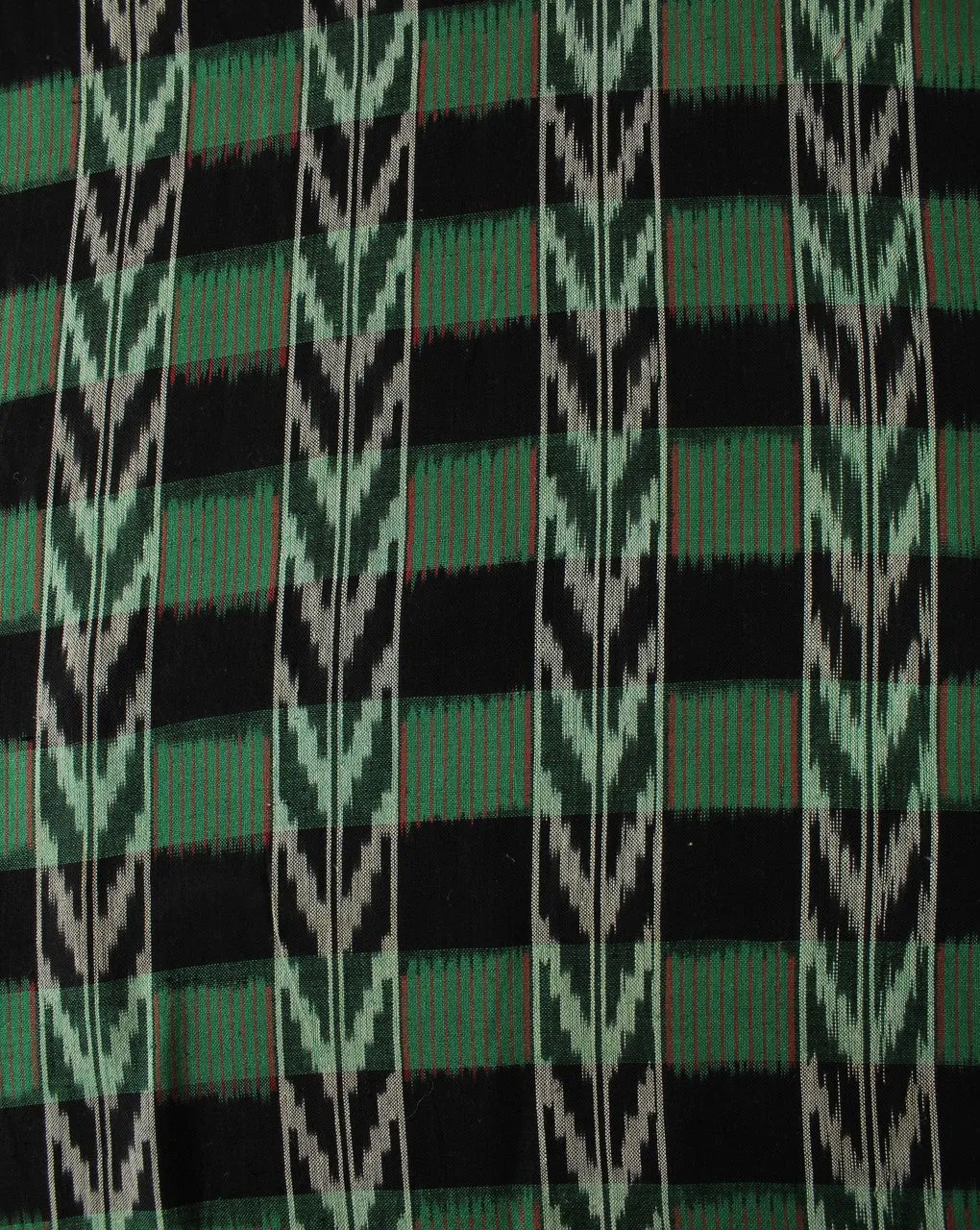 Green Black Abstract Cotton Ikat Fabric