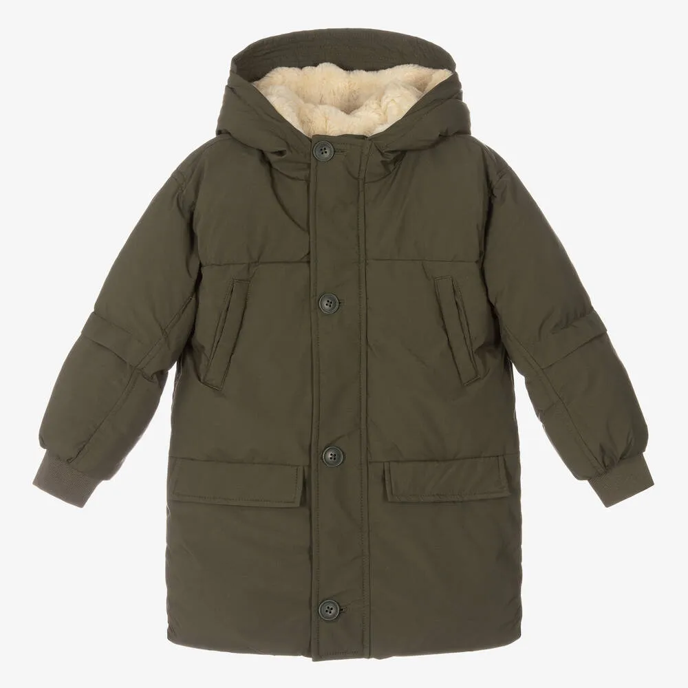 Green Boys Khaki Hooded Jacket