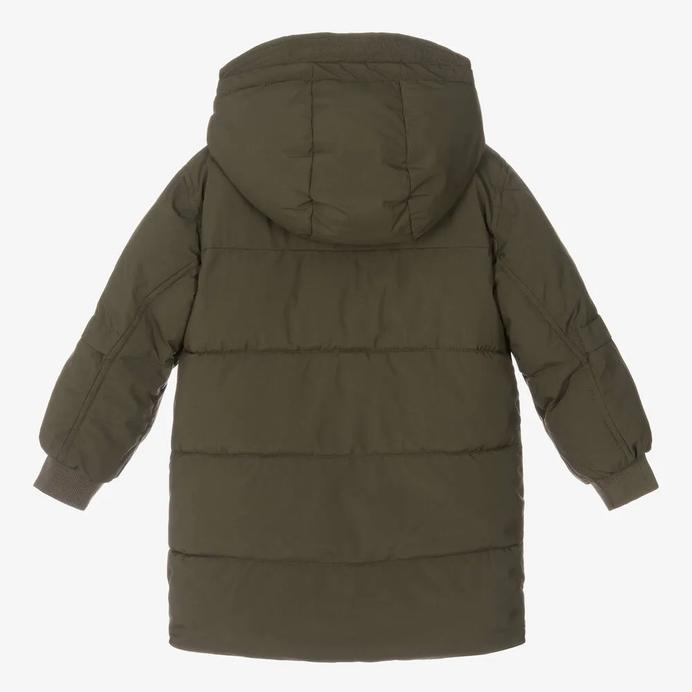 Green Boys Khaki Hooded Jacket