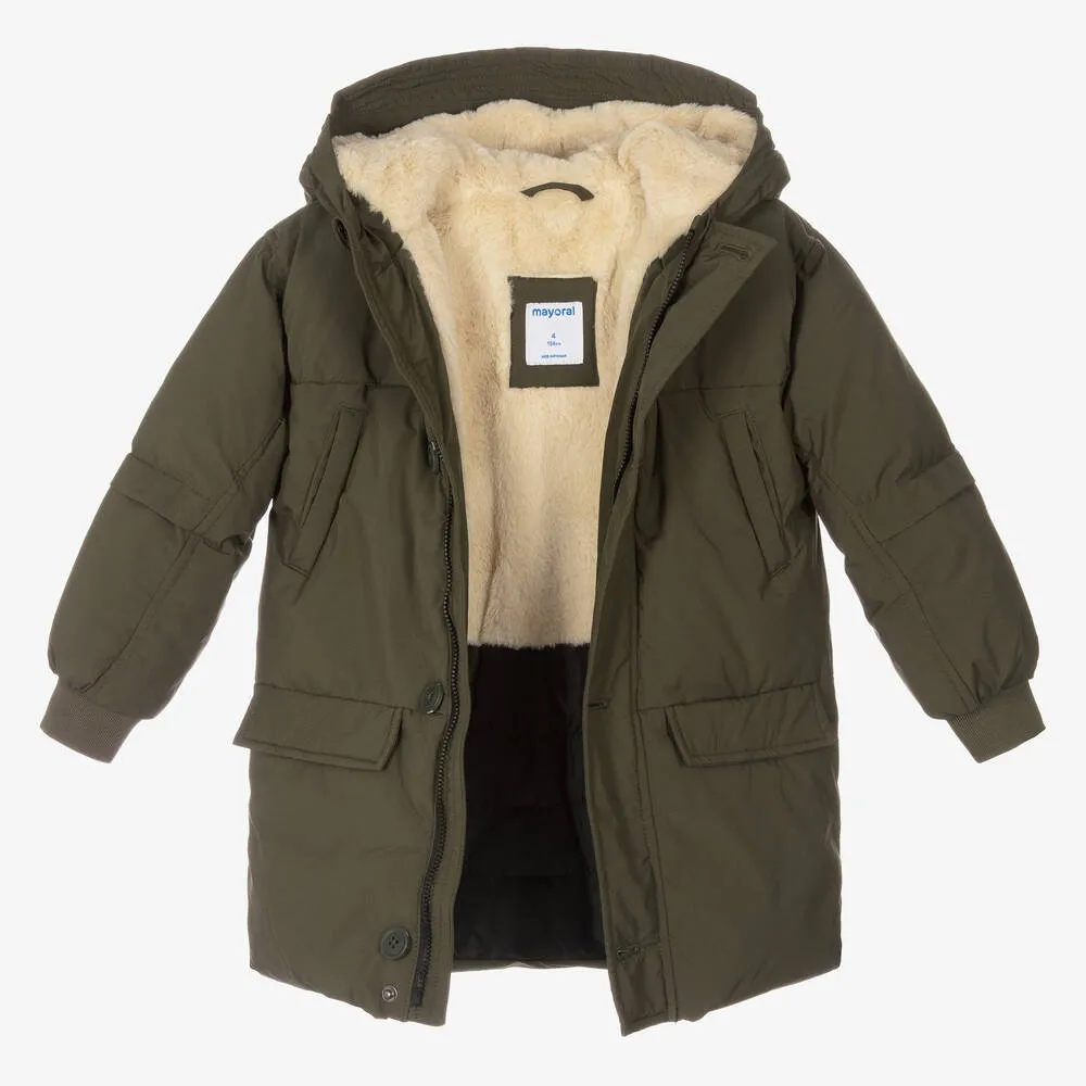 Green Boys Khaki Hooded Jacket