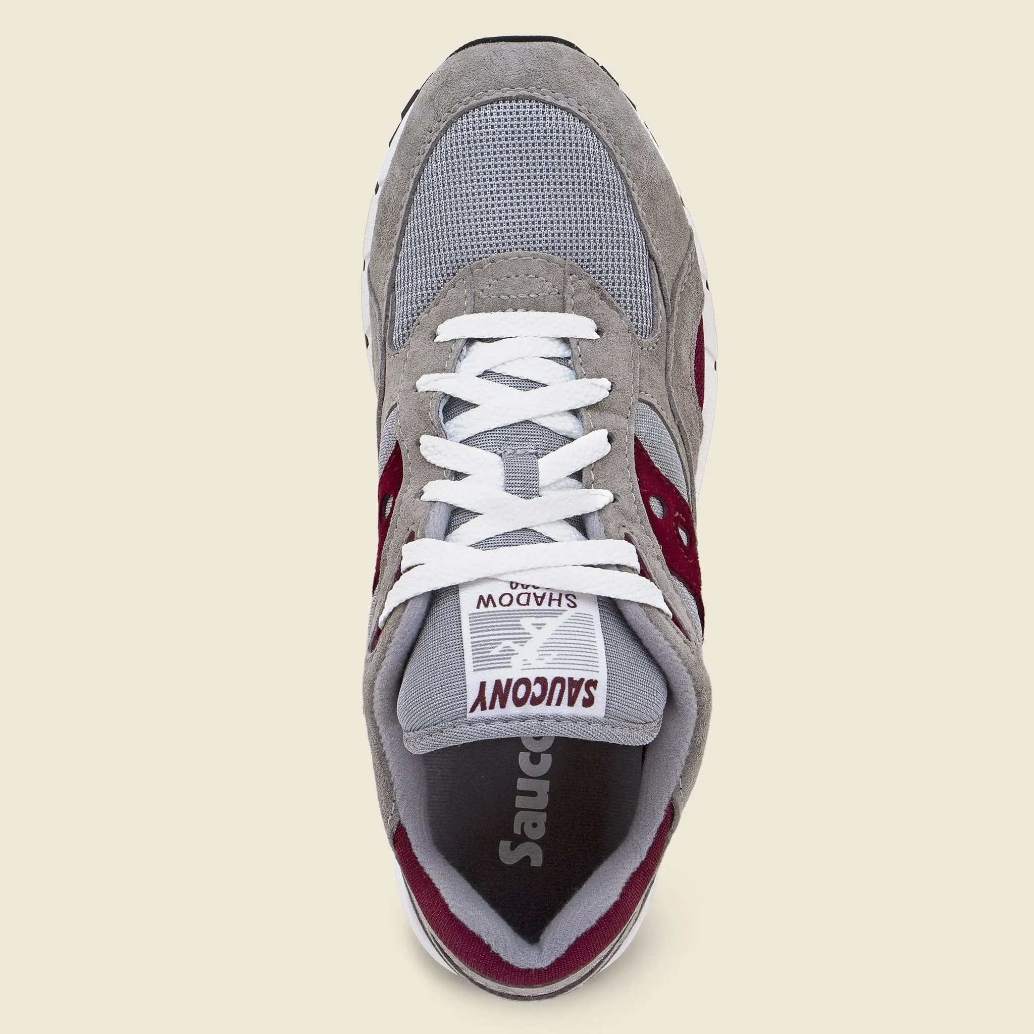 Grey Burgundy Shadow 6000 Sneaker.