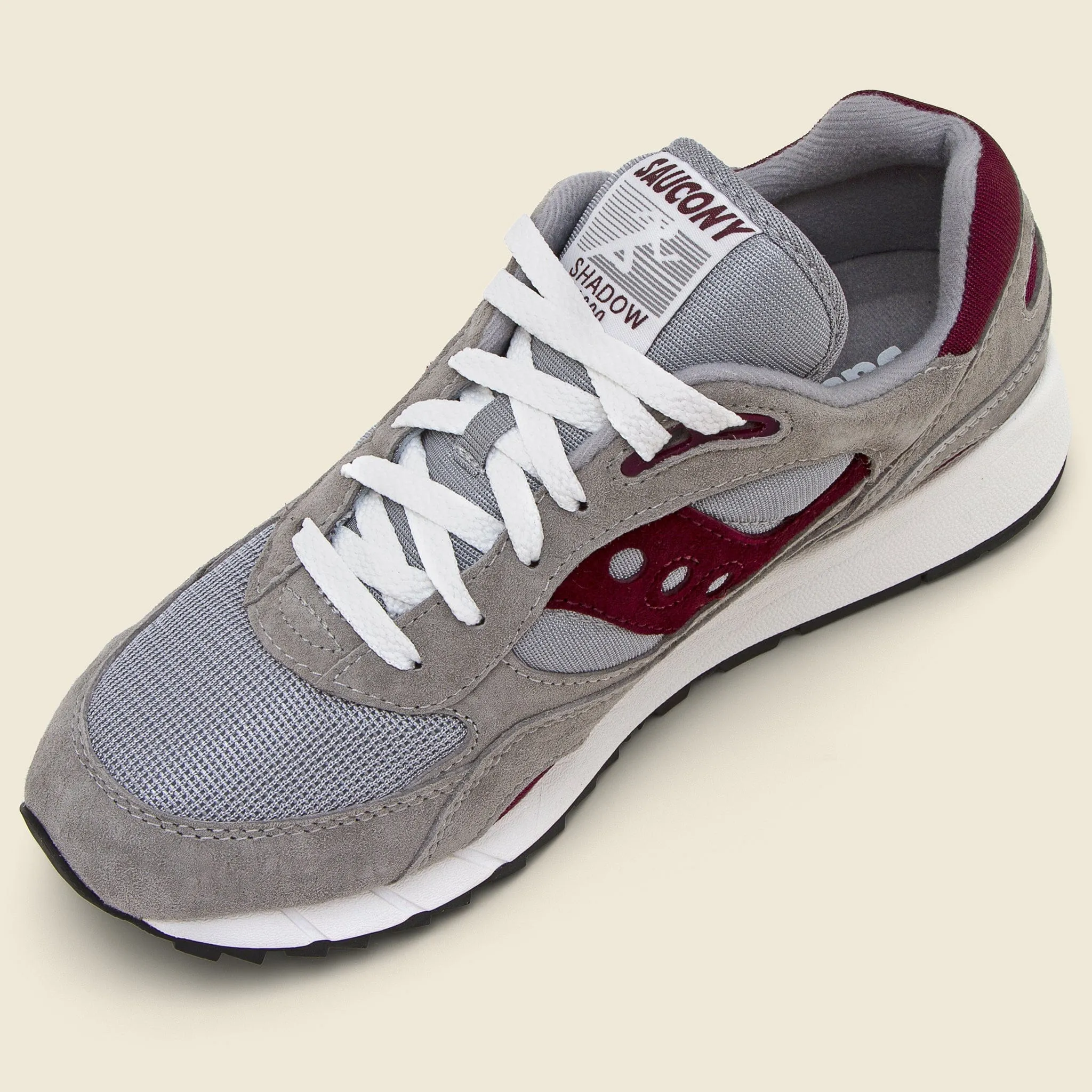 Grey Burgundy Shadow 6000 Sneaker.