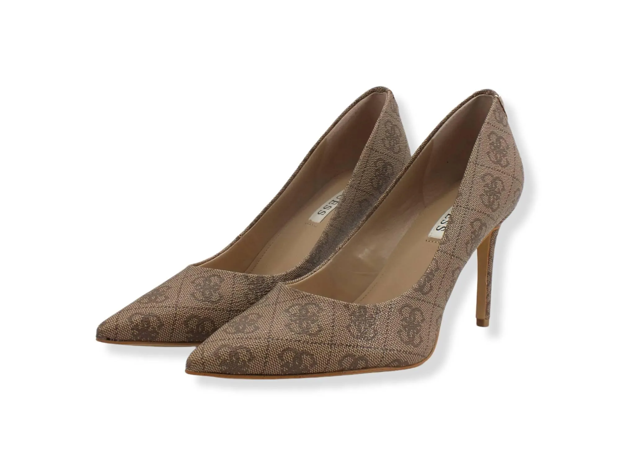 Guess Beige Brown Logo High Heel Shoes FL5P2IFAL08