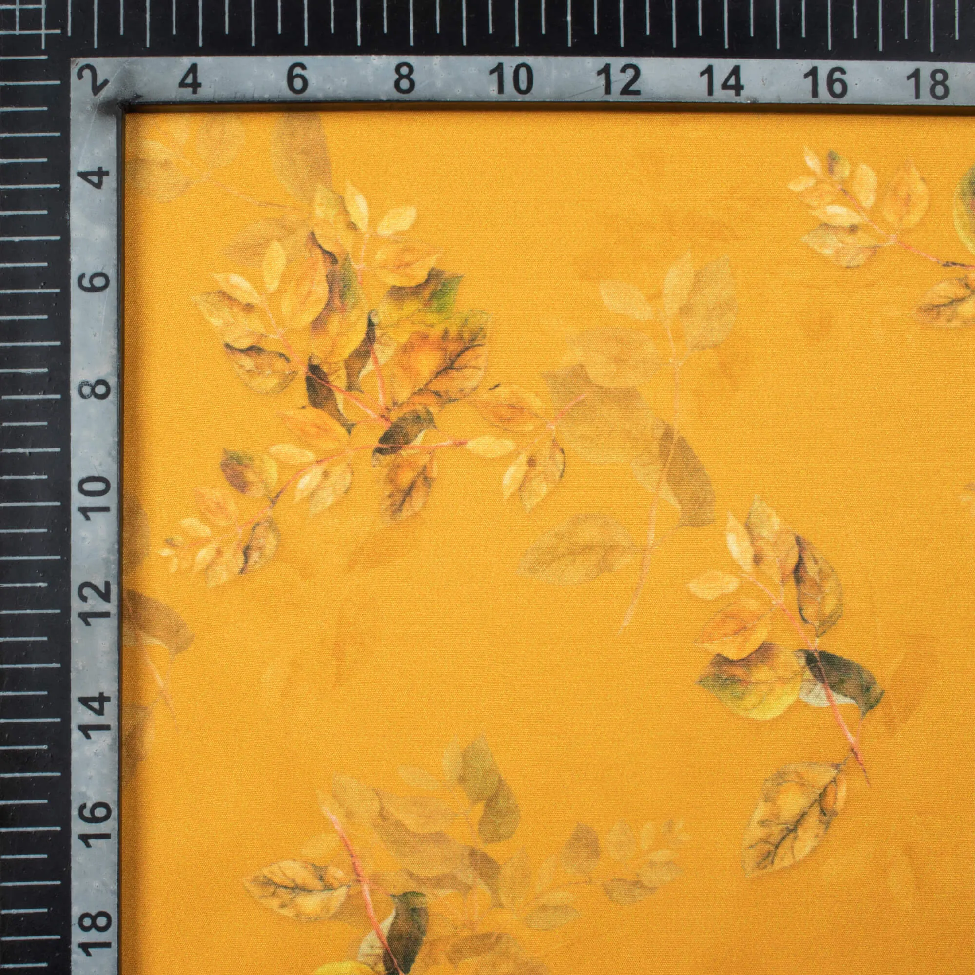 Honey Orange Floral Poly Micro Crepe Fabric Print