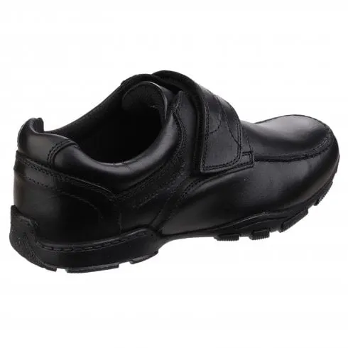 Black Boy's Rip-Tape School Shoes Hush Puppies Freddy 2 Junior