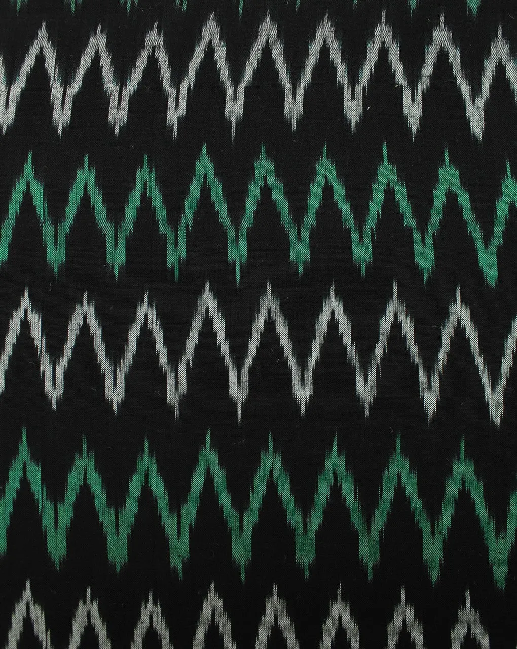 Ikat Fabric with Black and Green Chevron Cotton Pattern