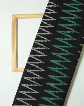 Ikat Fabric with Black and Green Chevron Cotton Pattern