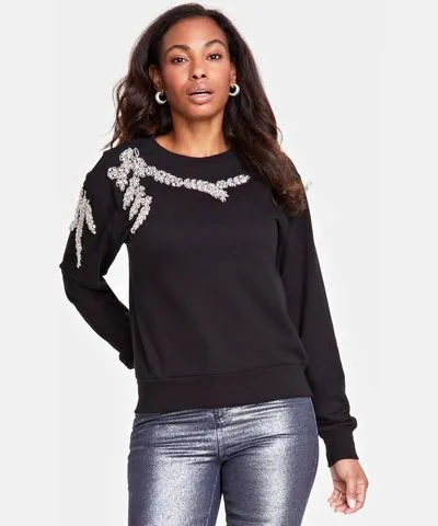 I.N.C. International Concepts Embellished Crewneck Sweater for Women