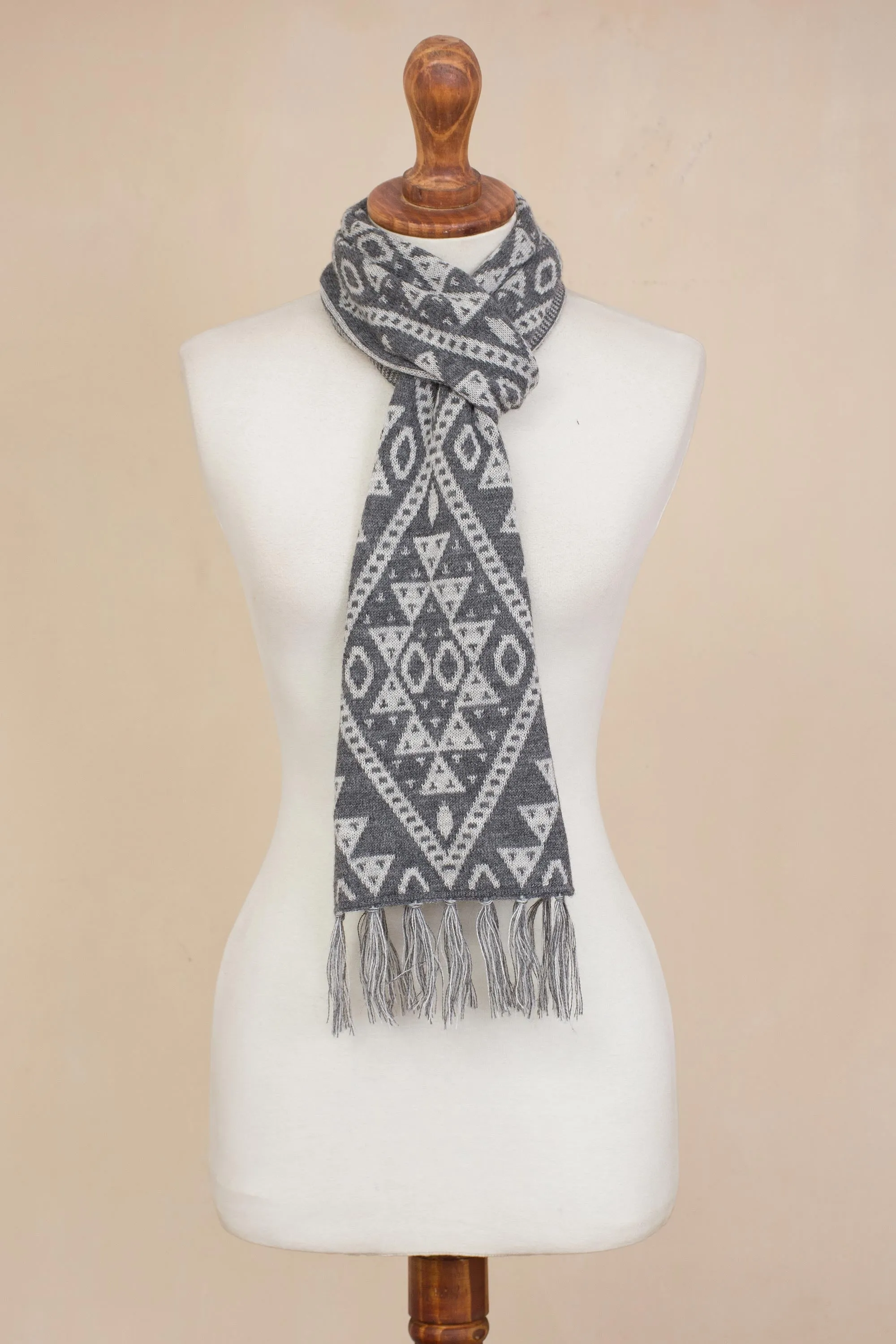 Inca Alpaca Wrap Scarf Slate White Peru