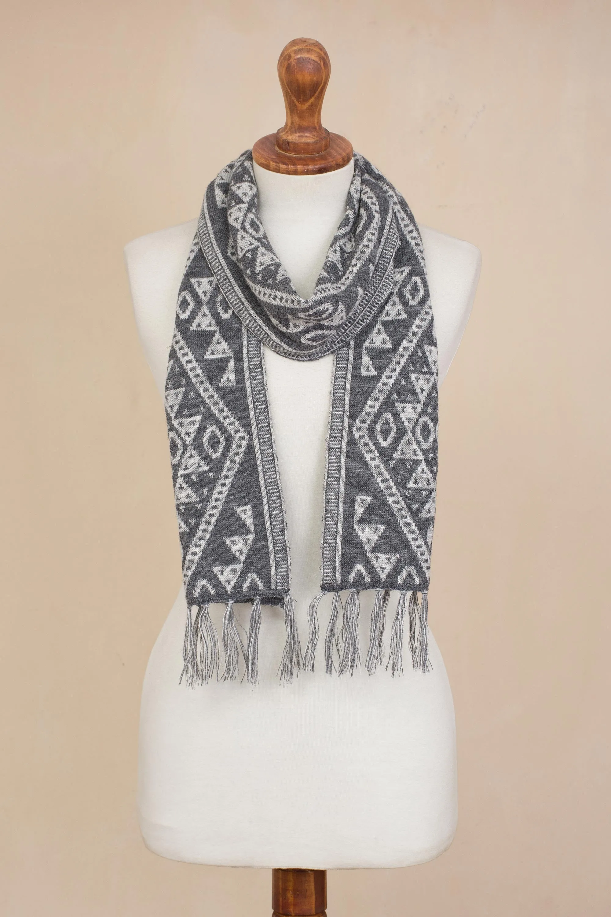 Inca Alpaca Wrap Scarf Slate White Peru