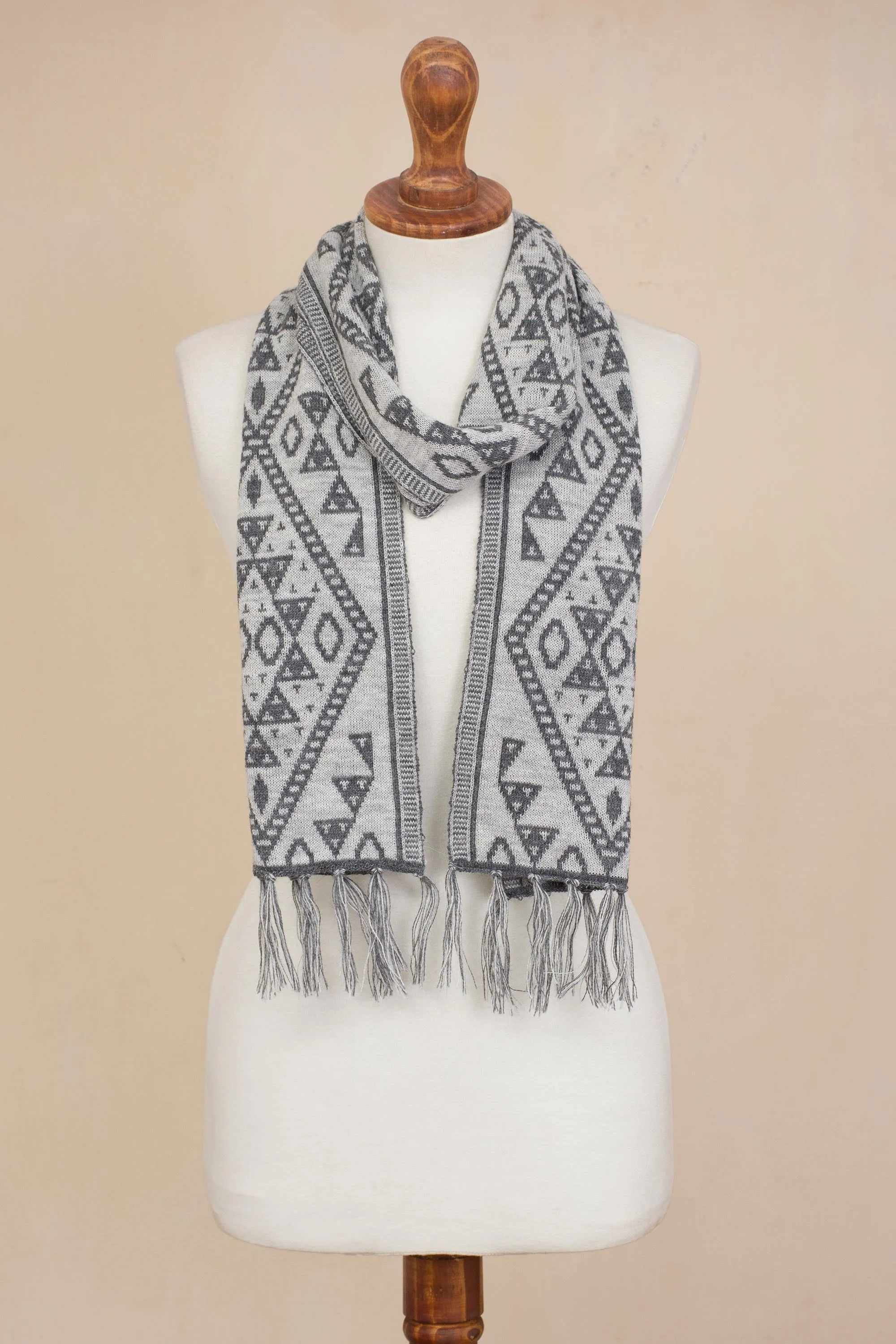 Inca Alpaca Wrap Scarf Slate White Peru