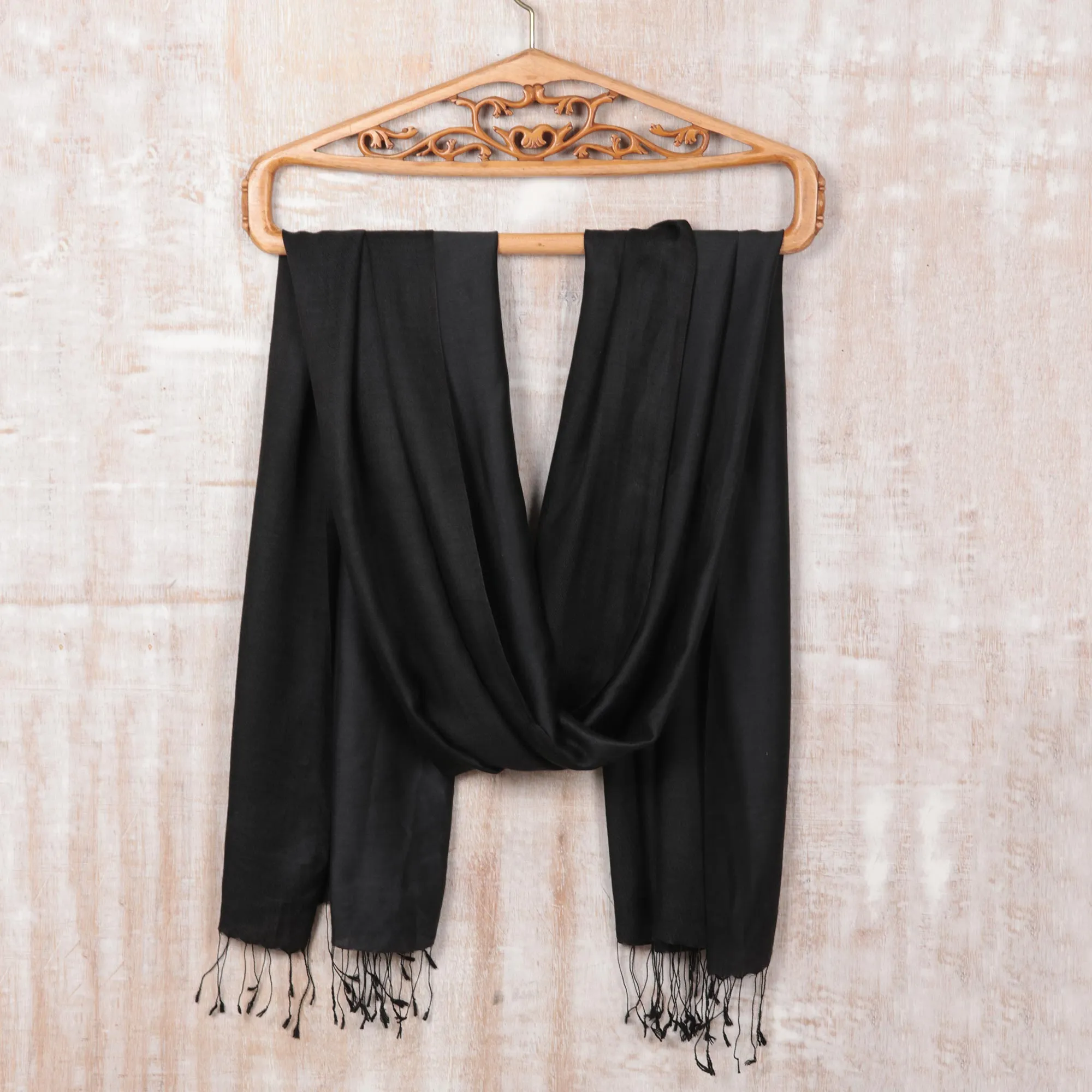 Indian Silk Shawl Wrap Onyx Nights