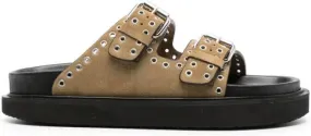 ISABEL MARANT Lennya Eyelet-Embellished Neutrals Sandals