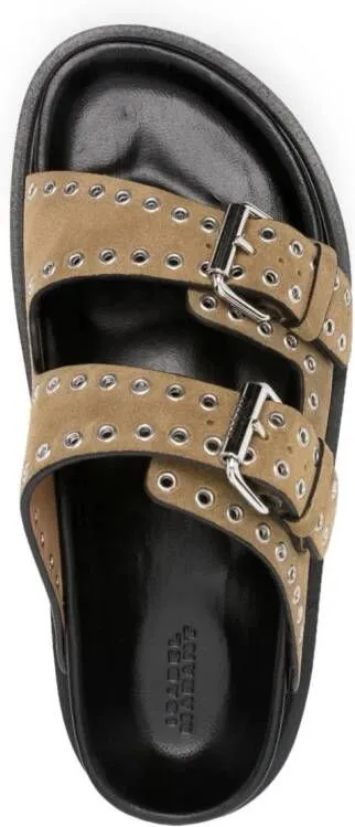 ISABEL MARANT Lennya Eyelet-Embellished Neutrals Sandals