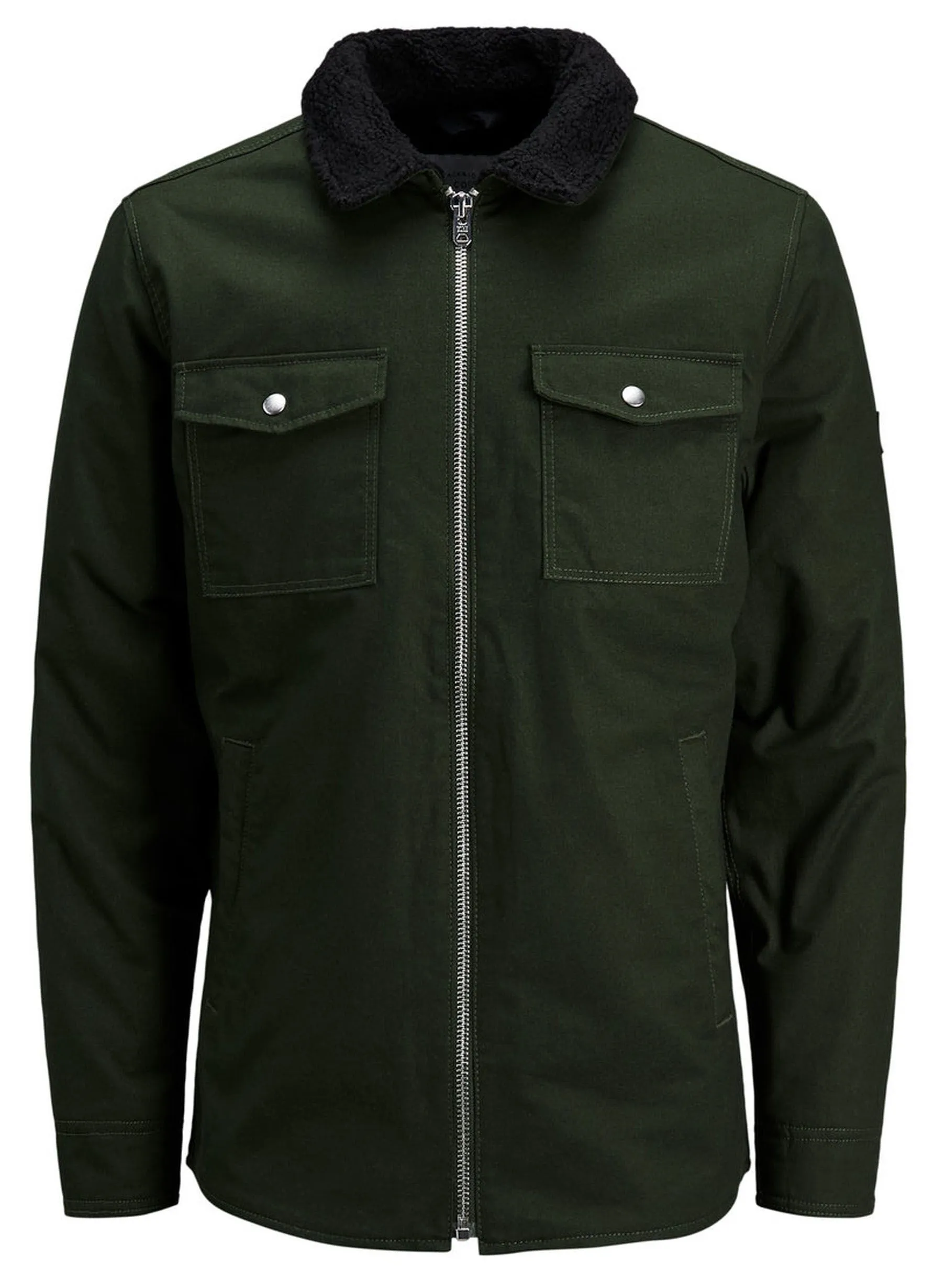 Jack and Jones Core Tan Sherpa Collar Worker Jacket Rosin