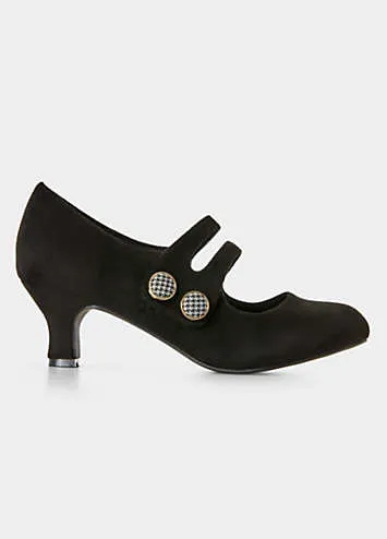 Joe Browns Double Strap Dogtooth Button Mary Jane Shoes