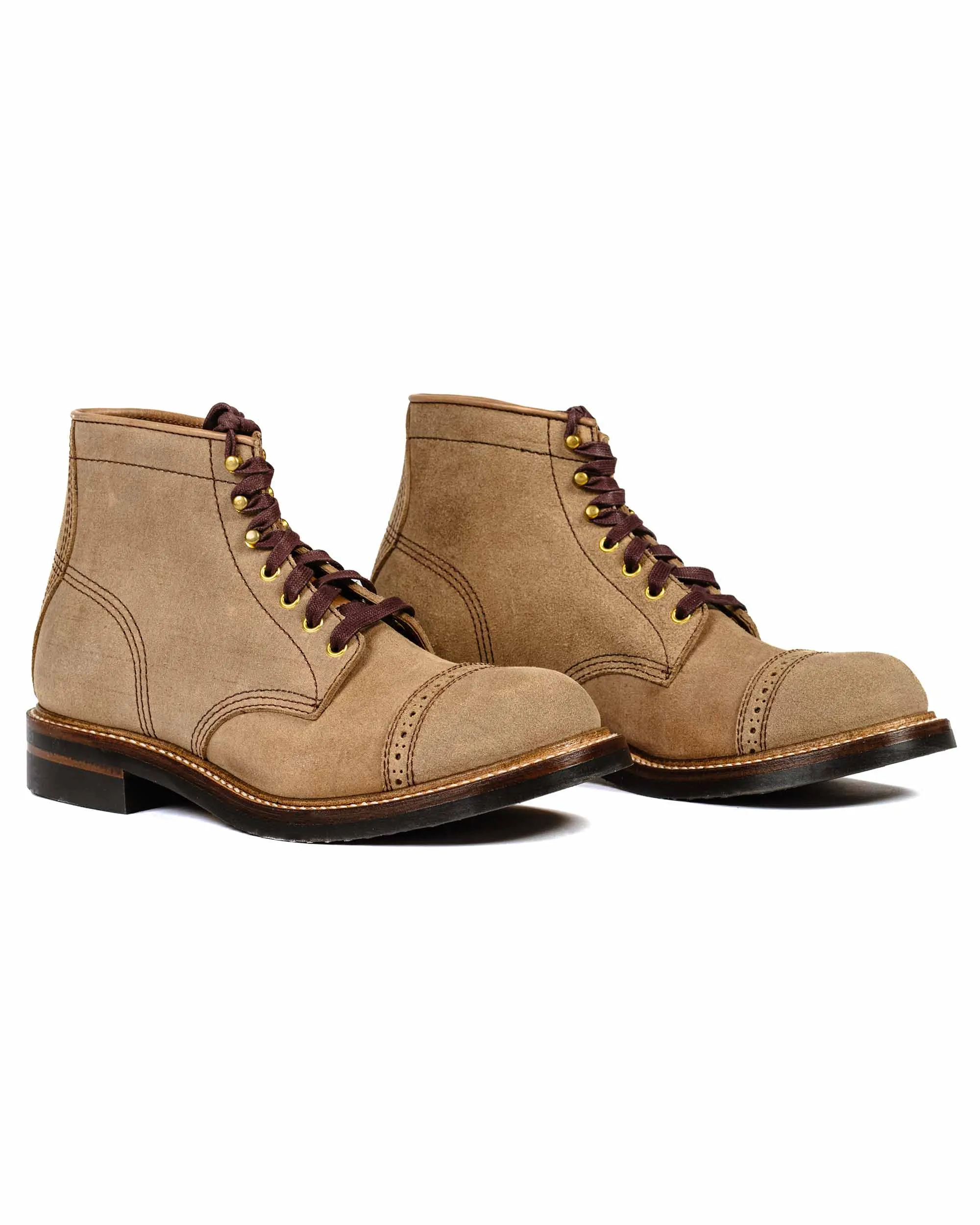 John Lofgren combat boots natural roughout Horween Leather CXL.