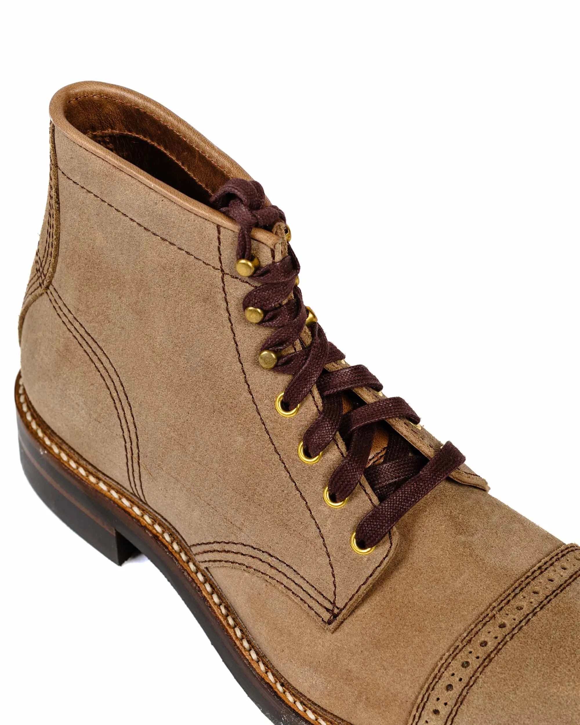 John Lofgren combat boots natural roughout Horween Leather CXL.