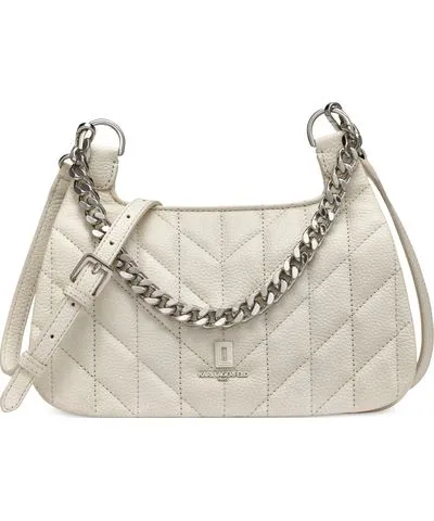 Karl Lagerfeld Paris Lafayette Small White Quilted Leather Shoulder Bag