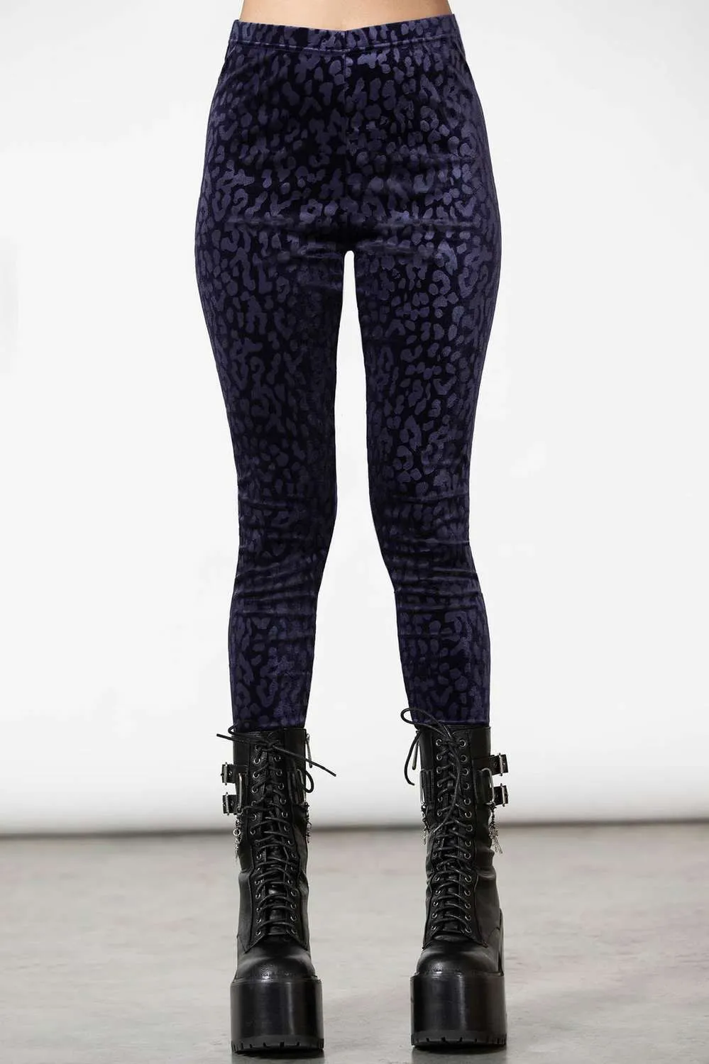 Killstar Caturday Leggings Plum Dark Ages