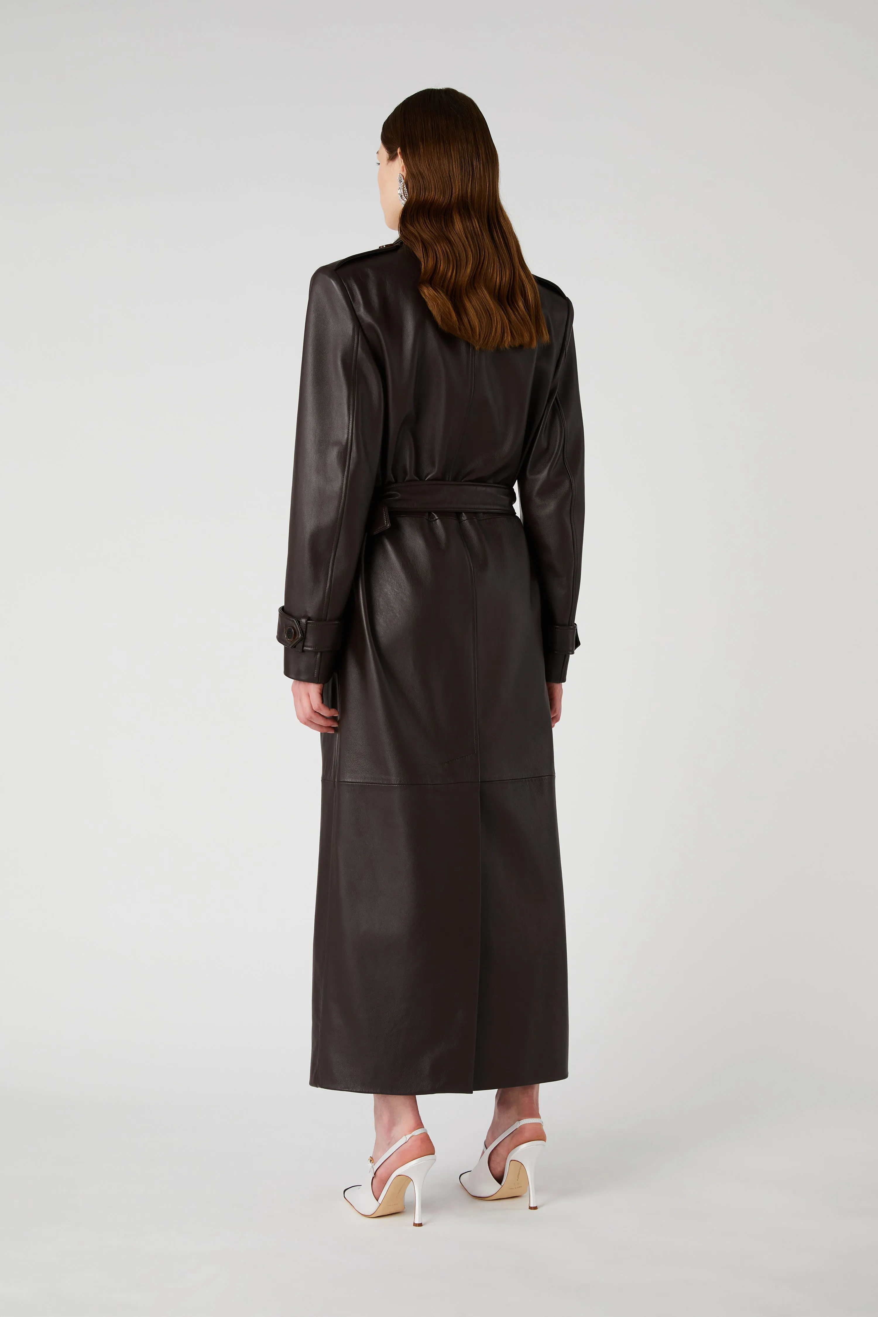 Leather Trench Coat with Belt