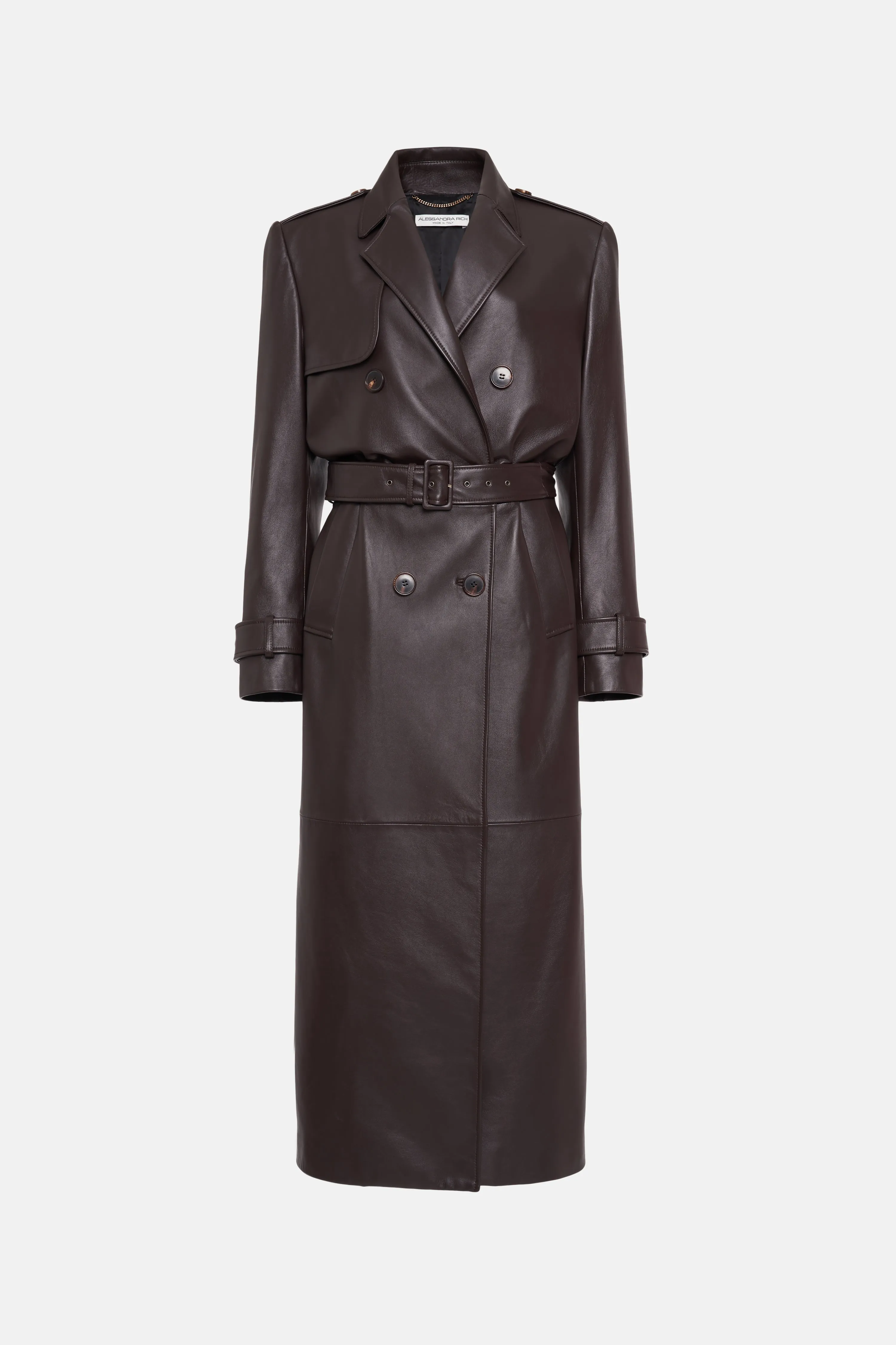 Leather Trench Coat with Belt