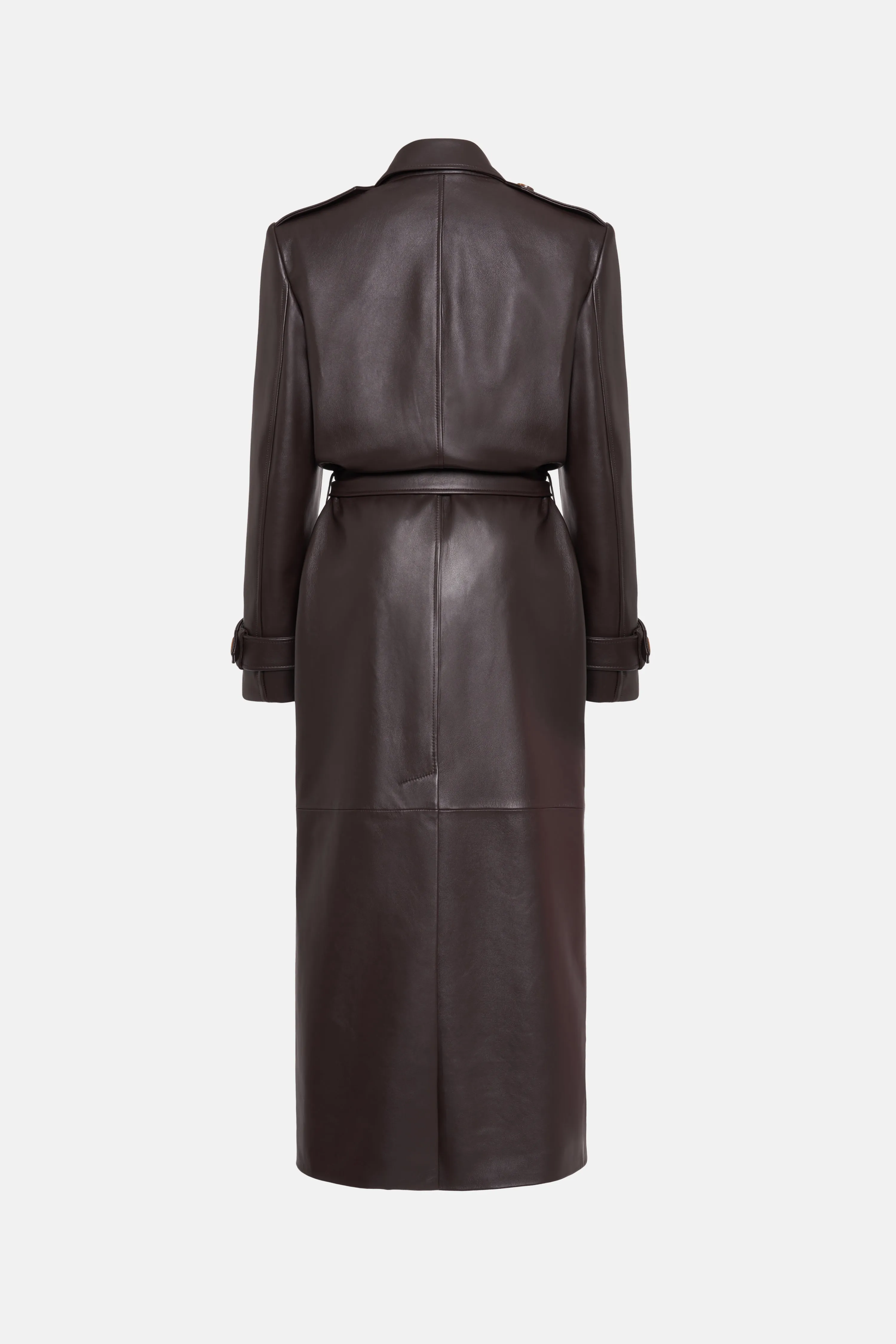 Leather Trench Coat with Belt