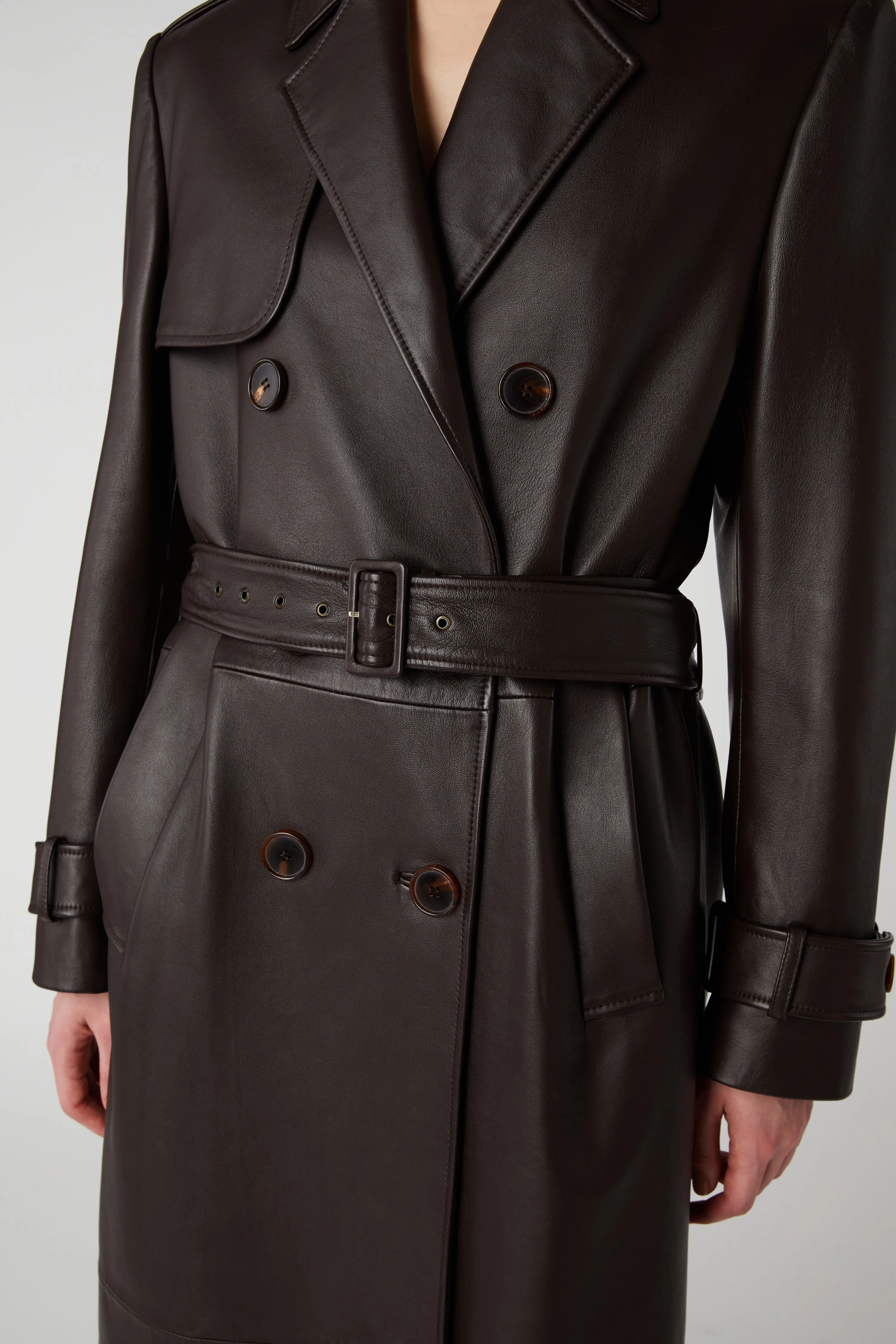 Leather Trench Coat with Belt