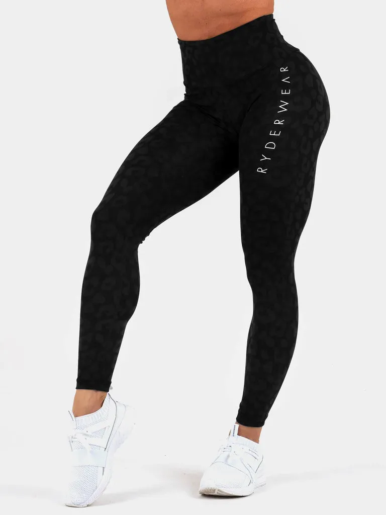 Leopard Black Instinct Scrunch Bum Leggings