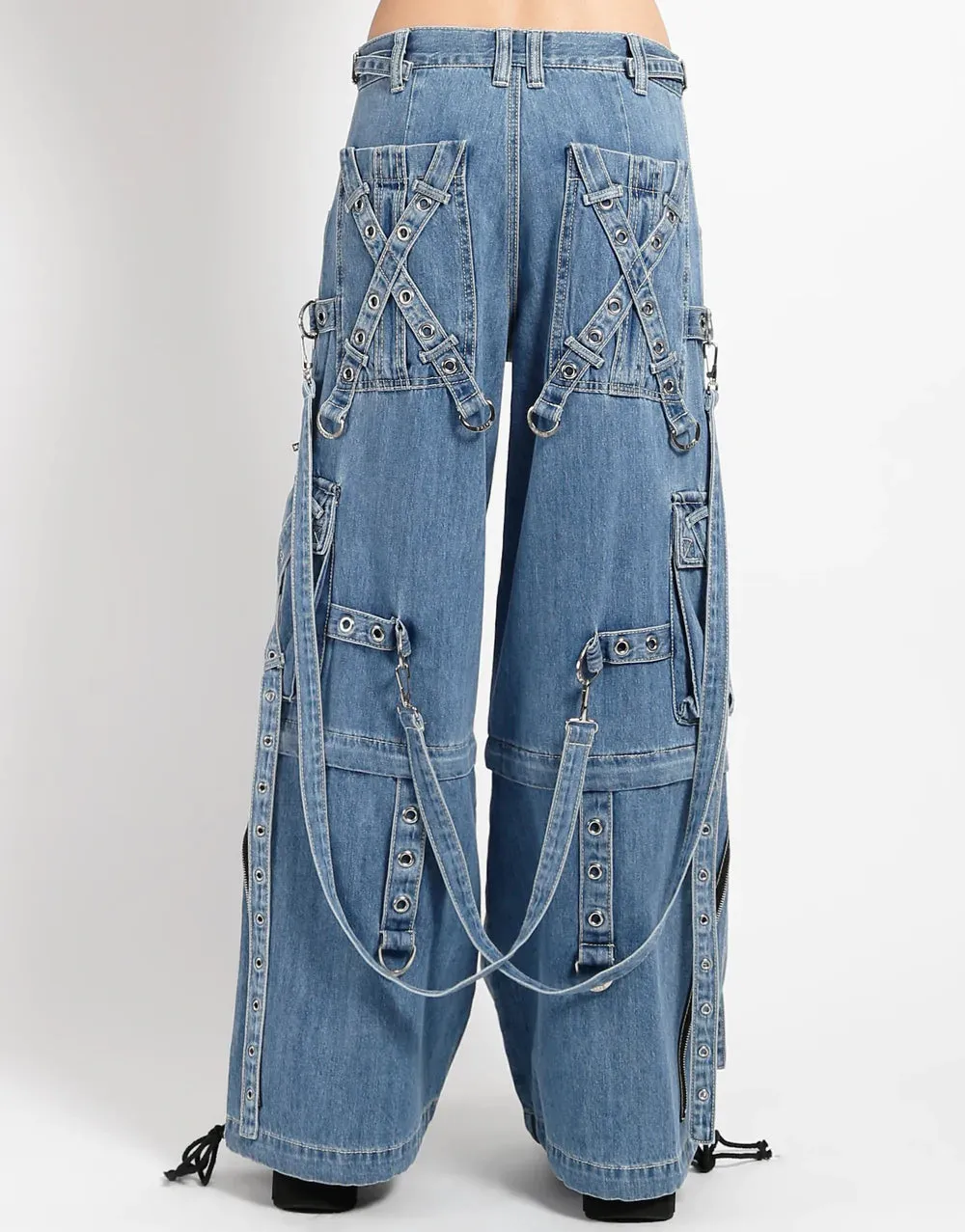 Light Denim Cross-Strap Trousers