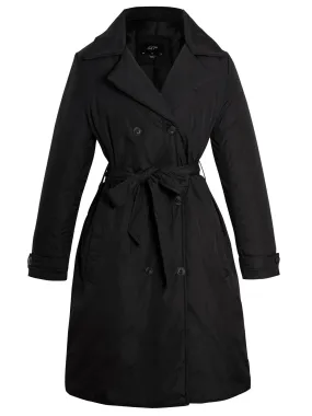 Black Lightly Padded Trench Coat, UK Sizes 8-16