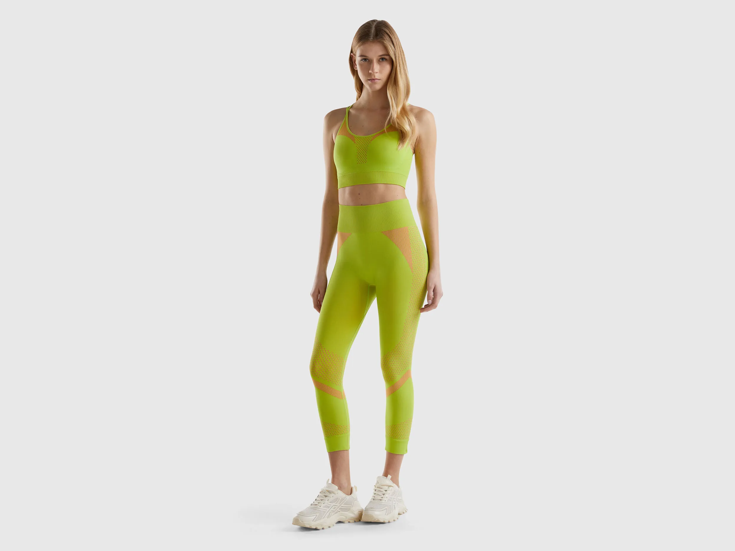 Lime Seamless 3/4 Leggings by Benetton for Sports