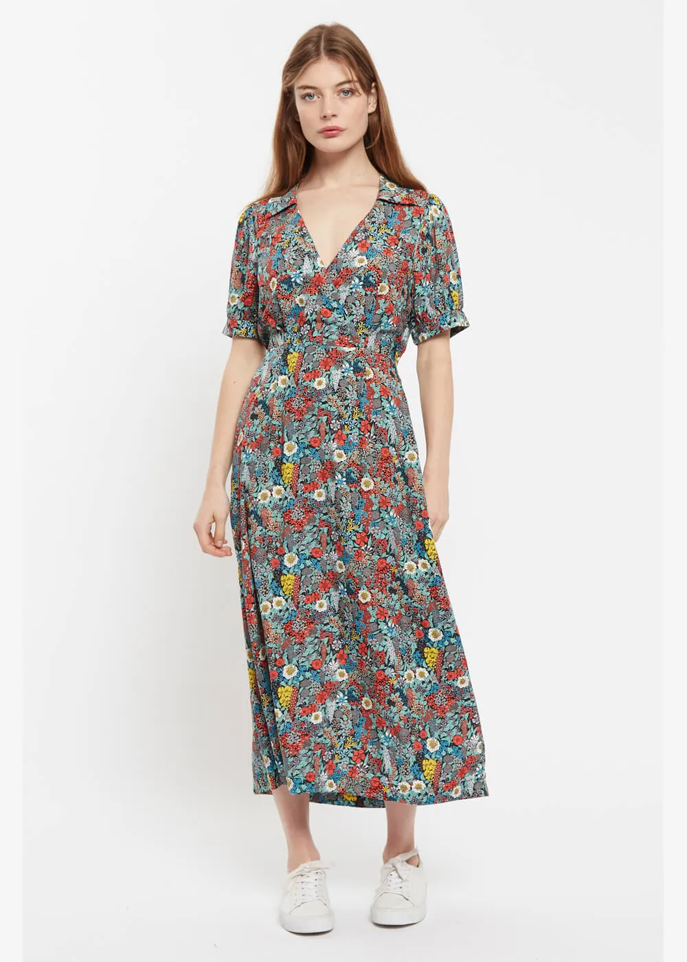 Louche Sakani Floret 60's Style Multi-Color Midi Dress