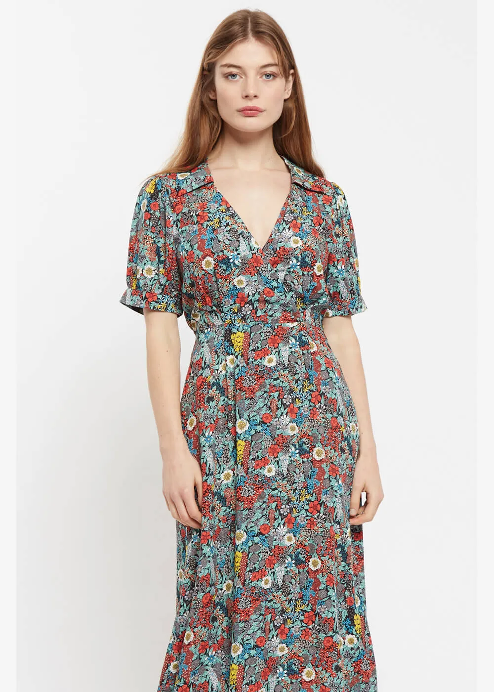 Louche Sakani Floret 60's Style Multi-Color Midi Dress