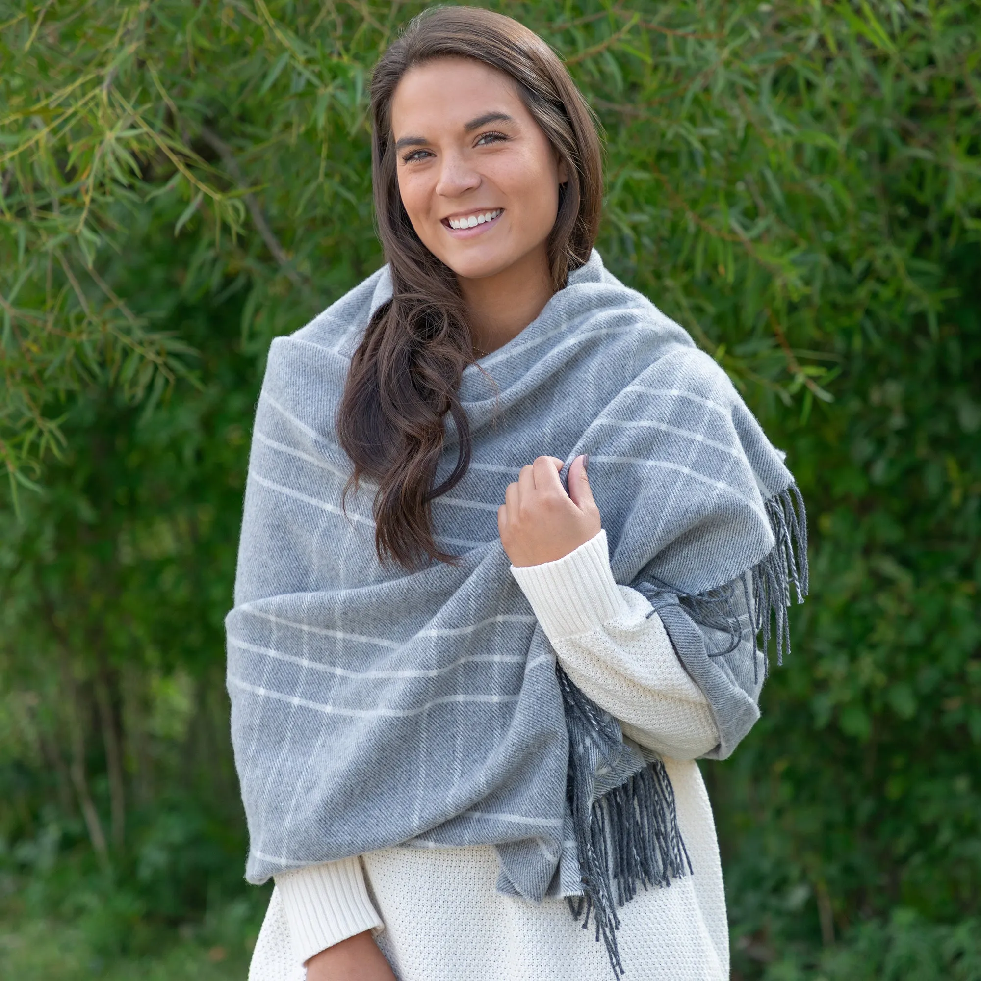 Luxurious Ukrainian Wool Cashmere Plaid Shawl