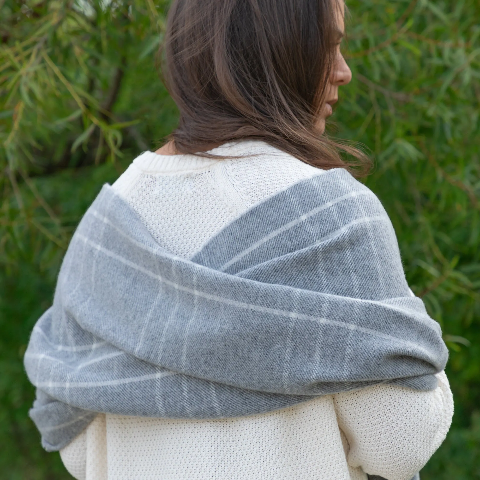 Luxurious Ukrainian Wool Cashmere Plaid Shawl